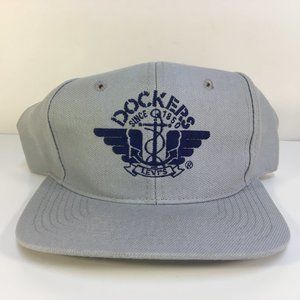 VTG Dockers Snapback Hat Cap Gray Advertising 90s Levi's Business Casual